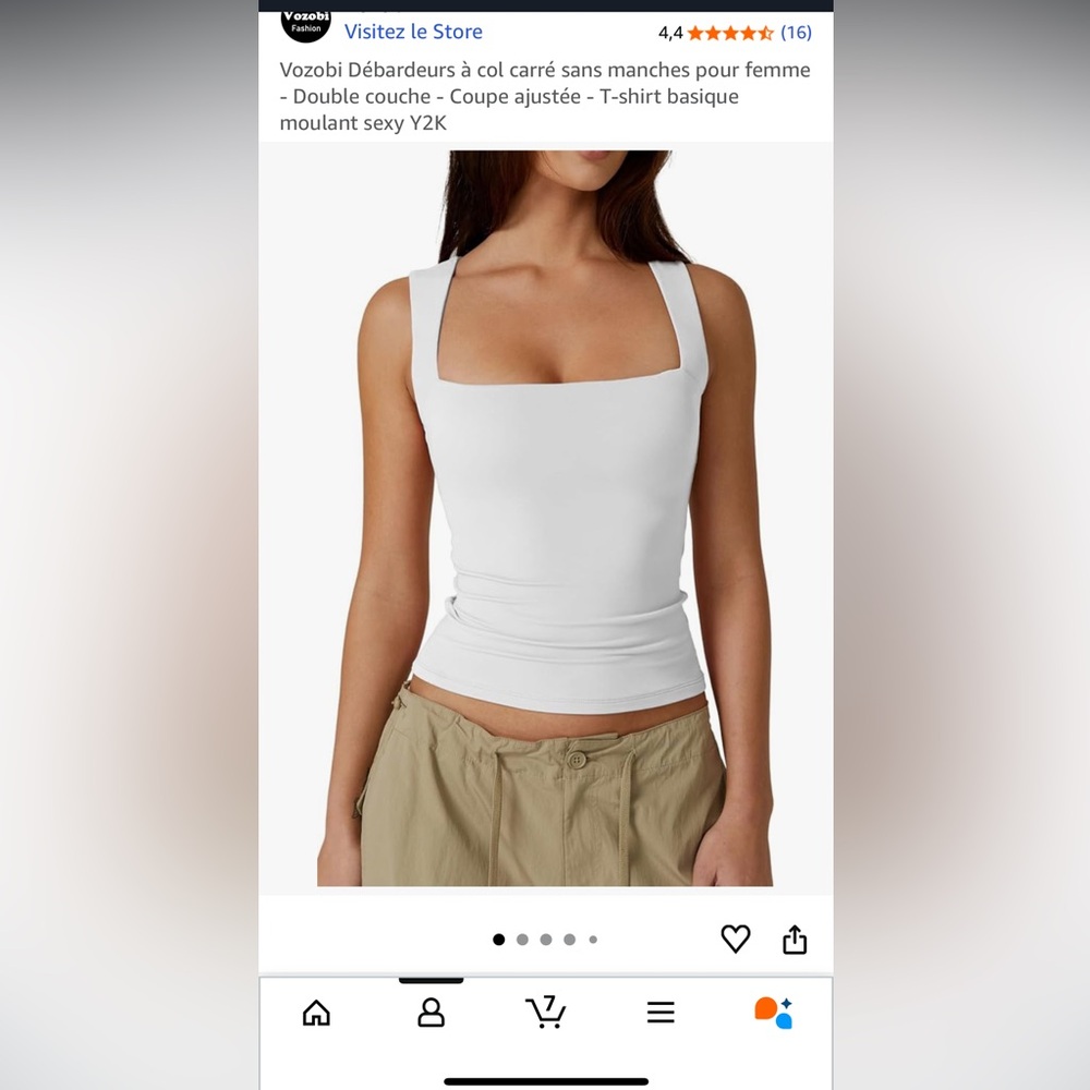 Amazon Essentials White Square Neck Tank Top